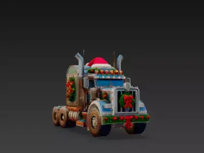 3D Holiday Truck Winter Christmas Scene 3D print model by qamqaam