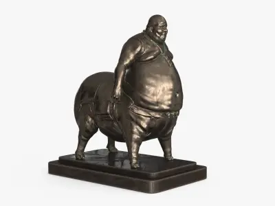 Pig Man Statue Low-poly 3D model