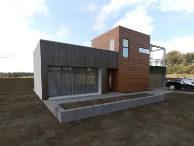 minimalist house in village 3D print model