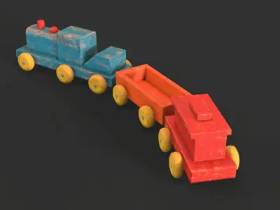 Old Toy Train Low-poly 3D model