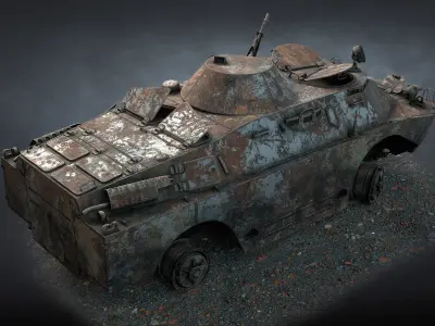 BRDM-2 Destroyed Low-poly 3D model