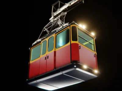 80s Cable car Low-poly 3D model