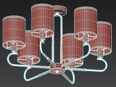 konrad light chrome chandelier with glass cylinders 3D model