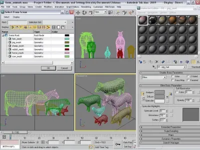 farm animals Low-poly 3D model