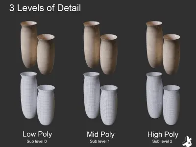 Set of Floor Ceramic Vases 3D model