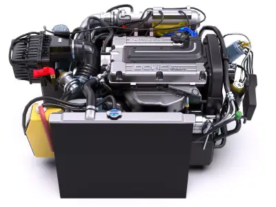 Mitsubishi 4G63 DOHC Inline 4 Turbo Engine Low-poly 3D model