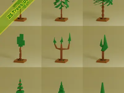 Low Poly Trees Collection - 25 trees pack 6 Low-poly 3D model