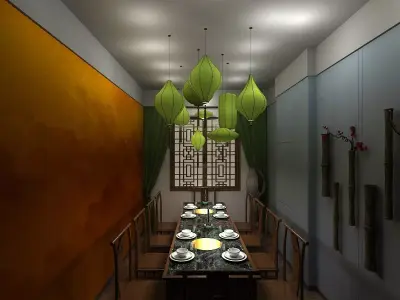 Chinese interior room design 3D model