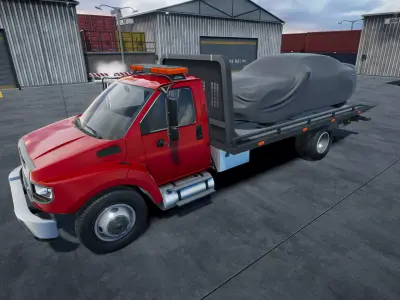 Rollback towing truck unity asset Low-poly 3D model