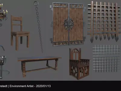 Wood Metal Trim Sheet Asset pack Free low-poly 3D model