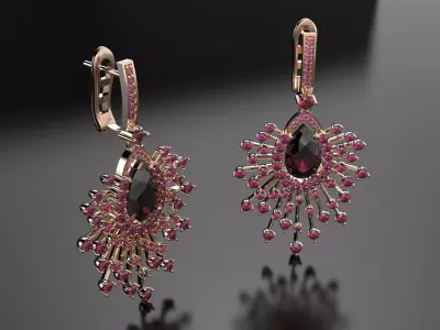 Earrings with many stones 3D print model