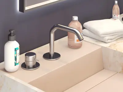 Double Washbain Design - White Marble 3D model