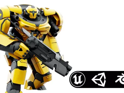 DOOM FIGHTER V-5  Rigged for Unreal Engine - Unity - MIXAMO 3D model