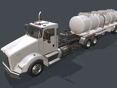 Kenworth T800 Oil Truck Low-poly 3D model