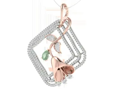Solitaire Women Pendant 3dm STL OBJ FBX Renders Details 3D print model 8