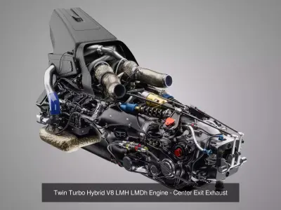 Twin Turbo Hybrid V8 LMH LMDh Engine - Exhaust Layout Pack