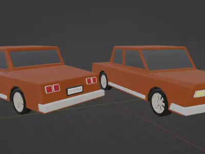 Low Poly Sedan Car Low-poly 3D model