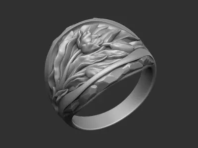 The Romantic Tulip ring design 3D print model