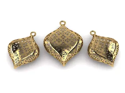 Earrings and necklace set 3D print model