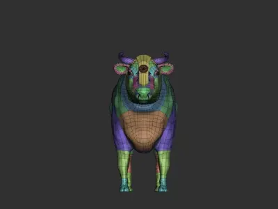 Cattle wearing head ornament 3D model