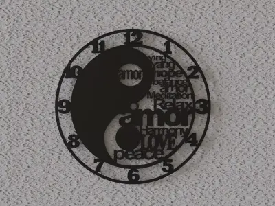 ying yang wall clock 3D print model