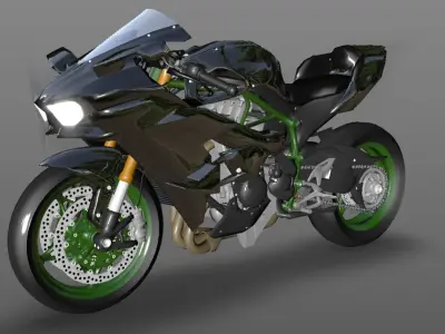 Kawasaki Ninja H2R 3D model Sporst Bikes Games Low-poly 3D model