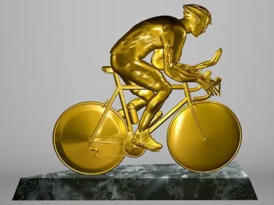 Cyclist 3D model gold statue of man riding bike 3D print model