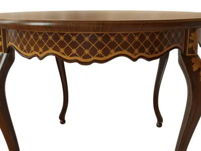 Classic table with inlaid veneer 1500 3D model