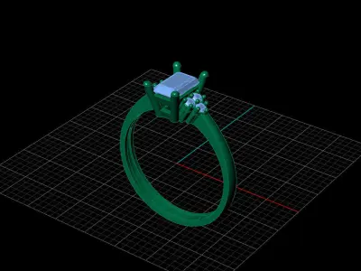 STL 3DM Print Ready Women Diamond Ring Lightweight Printable  3D print model 9