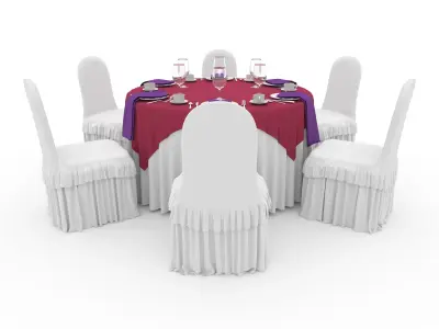 Banquet Table and Chair 45 3D model