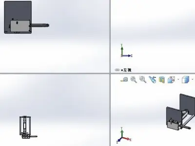 Cylinder driving rack and pinion rotating mechanism 3D model