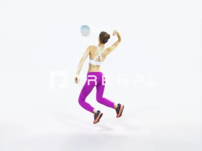 Beauty 17H Jumping Smashing Jumping Sports Woman Low-poly 3D model