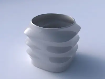 Vase quadratic stumpy with pronounced horizontal sections 3D print model