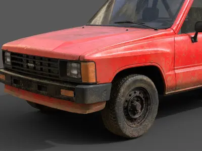 Toyota Hilux 1983-1988 pickup Game Ready Low-poly 3D model