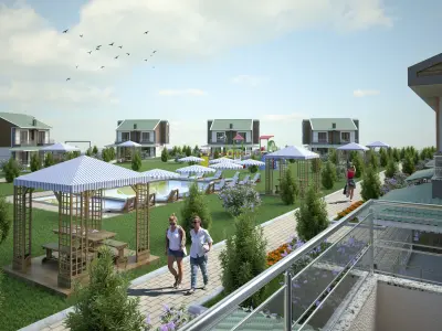 Summer Holiday Village Scene 3D model