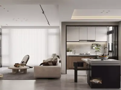 Modern living room dining room interior scenes 402 3D model