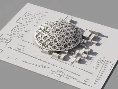 The Louvre abu dhabi museum art  with 2 Different Dome design 3D print model