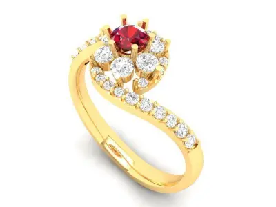 Luxury S Shape Ruby and Diamond Ring for Women 481 3D print model