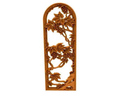 3D Model STL Door carved wooden grape vine wall art 3D model