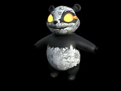 3D panda bear with glowing eyes Low-poly 3D model