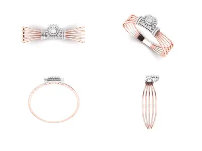 Rose Gold Diamond Woman Bracelet 3D Print Model 3D print model 11