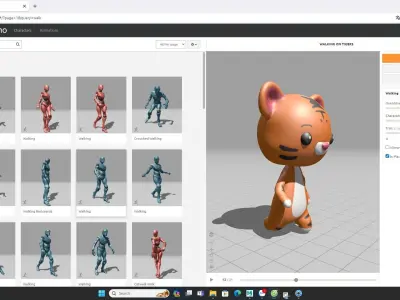 Tiger low poly animated v001 Low-poly 3D model