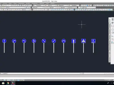Road signs in Autocad 3D model