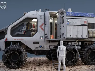 PBR-Unreal-Midgard Expedition Vehicle Rover Low-poly 3D model