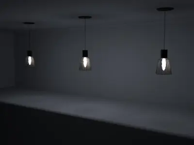 Wooden ceiling lamp model Low-poly 3D model