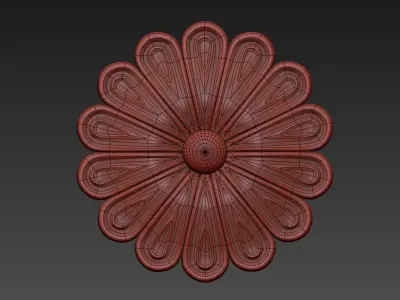 Round carved rosette  3D model
