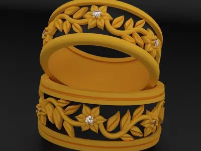 Leaves Eternity Wedding Rings  3D print model