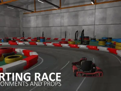 Karting race - environments and props Low-poly 3D model