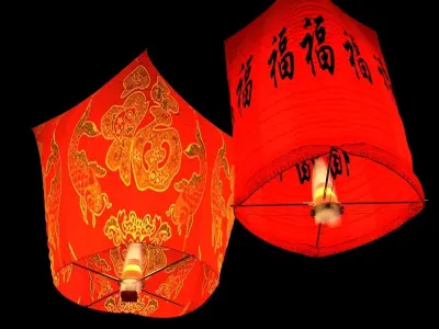 Chinese red sky lantern  3D model