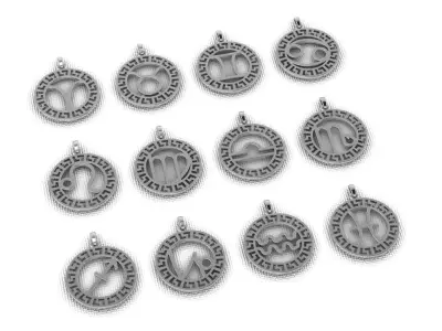 Jewelry pendants in the form of zodiac signs 3D print model